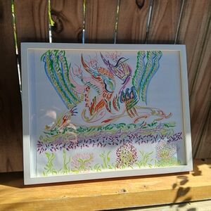 Vibrant Abstract Art Print in White Frame